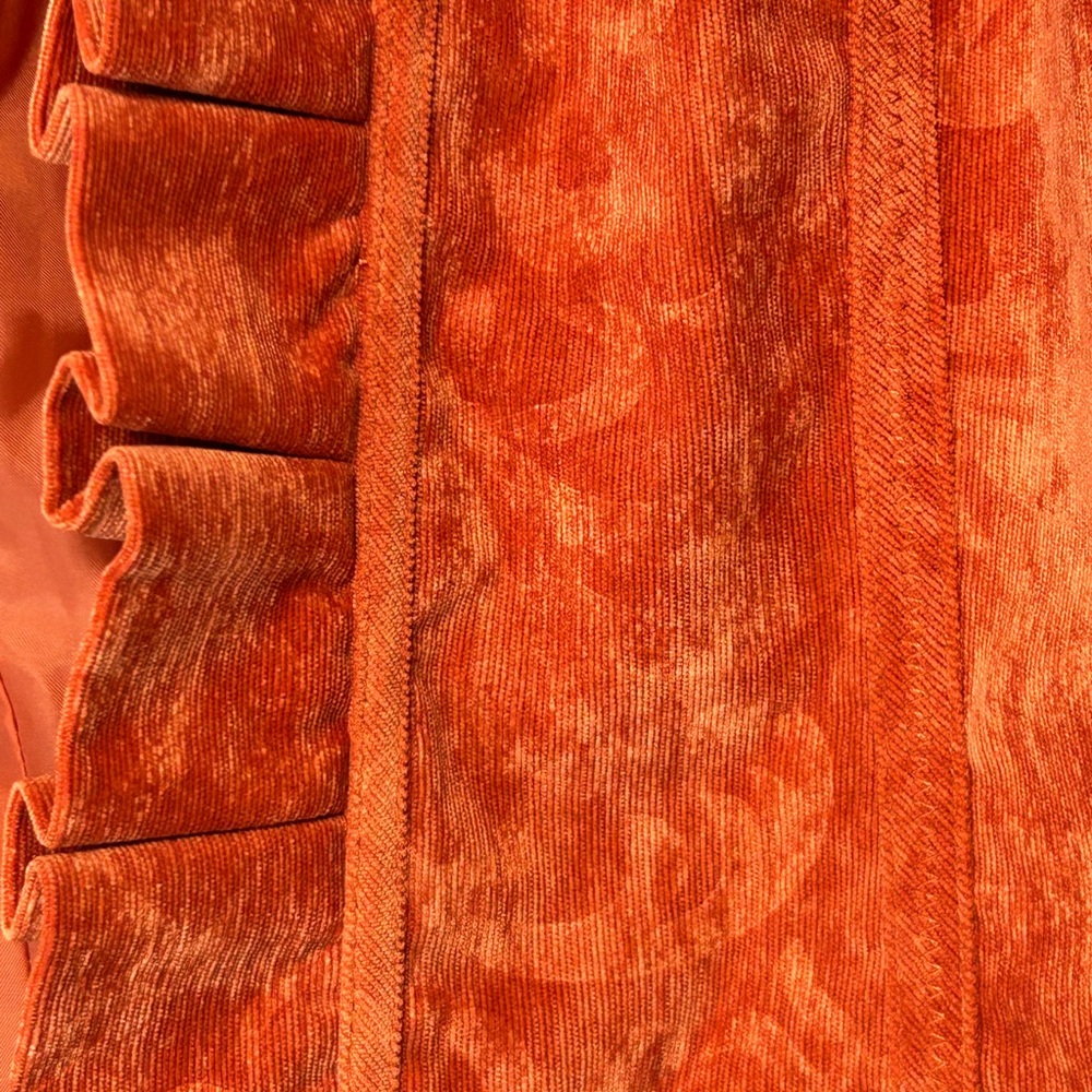 Chico's Rust Orange Ruffled Suede Jacket - Picture 8 of 9